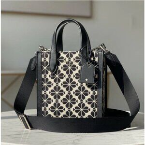 Kate Spade Manhattan Mini Tote Blue Floral Jacquard Leather Crossbody